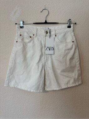 NWT Zara white denim shorts 8